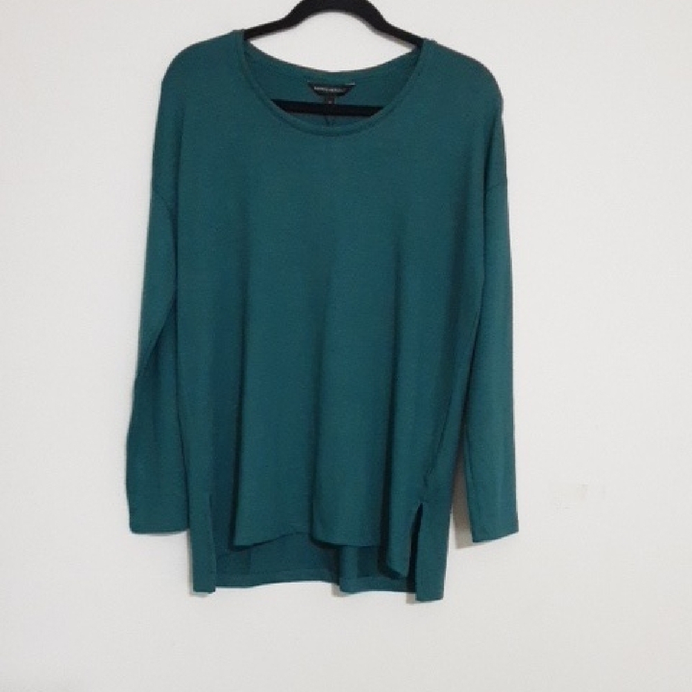 Banana Republic Sweater Blouse Teal Long Sleeve Top M Soft Cozy Stretchy